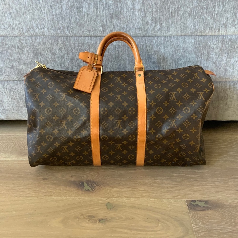 Louis Vuitton Brown and Tan Travel Bag